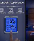 Digital Indoor Hygrometer Thermometer With Touchscreen 4Inch Large Display Easy Readings And Front Button Operation High Accuracy Humidity And Temperature Monitor For Home Or Your Pad, wall-mounted