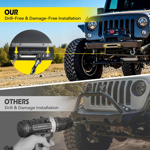 Comparison of Flip Up Front License Plate Mount For 10 Inch Hawse Fairlead installation vs traditional drilling method