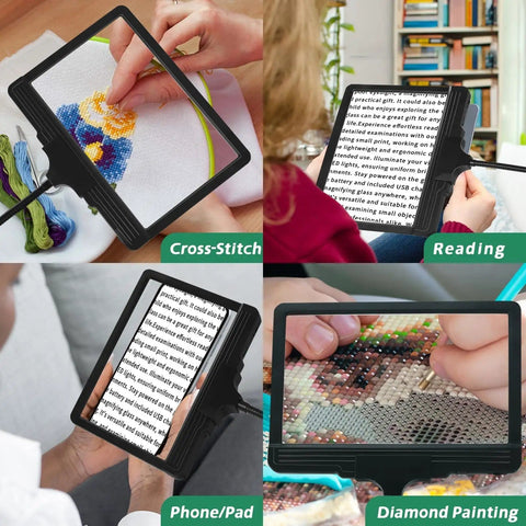 All In One Floor Magnifier With Light 5X Rechargeable On Stand 43 LED Floor Magnifying Lamp for cross-stitch, reading, and crafts.