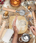 All In One Pasta Making Tools Set for Home Cooks, 14 Piece Ravioli Mold Kit with Wooden Handle, Roller Wheel Cutter, and Ravioli Press Mold