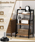 Rock Solid 3 Tier Ladder Bookshelf With Heavy Duty Steel Frame in rustic brown with adjustable feet for stability.
