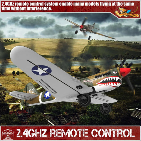 4 Channel RC Airplane For Beginners Ready To Fly With Xpilot Stabilization System And One Key Aerobatics P 40 Warhawk Style