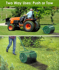 Heavy Duty 24 Inch Compost Spreader For Lawn And Garden With Beefed Up Peat Moss And Topsoil Spreader Three Height Settings Powder Coated Metal Mesh Side Latch Upgrade Tow Or Push Versatility in use