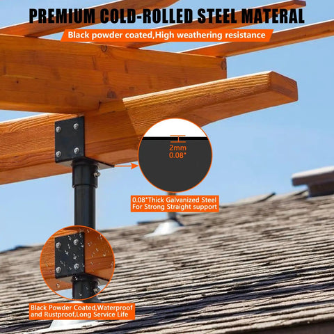 Roof Riser Bracket Kit Adjustable Angle Roof Riser Fits 4x4 Or 6x6 Lumber Built To Last Heavy Duty Metal Roof Riser Beam Bracket For Outdoor Pergola Porch Log Cabin With Hardware Pack
