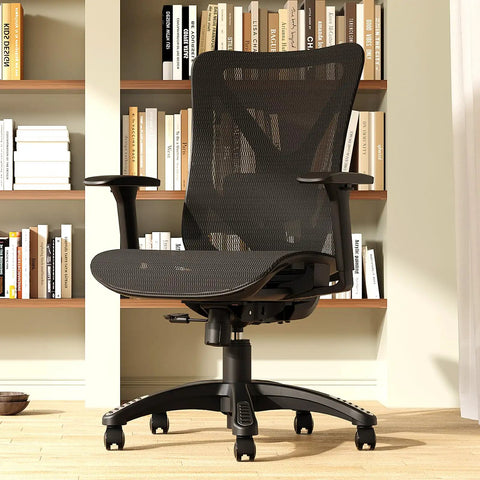 Ergonomic Mesh Office Chair With Adjustable Lumbar Support And 3D Armrests, Tilt Function, Wide Seat, And Swivel Design in office setting