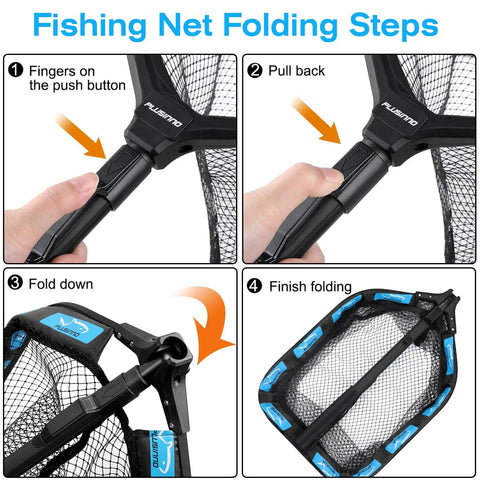 Floating Landing Net For Kayak Fishing With Rubber Coated Hoop And Foldable Telescopic Handle Ideal For Steelhead Salmon Trout Bass