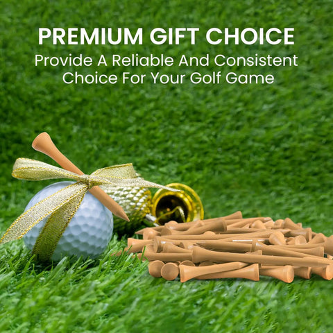Natural Bamboo Golf Tees Wood Two And Three Quarters Inch And Three And One Quarter Inch Bulk Packs For All Day Practice