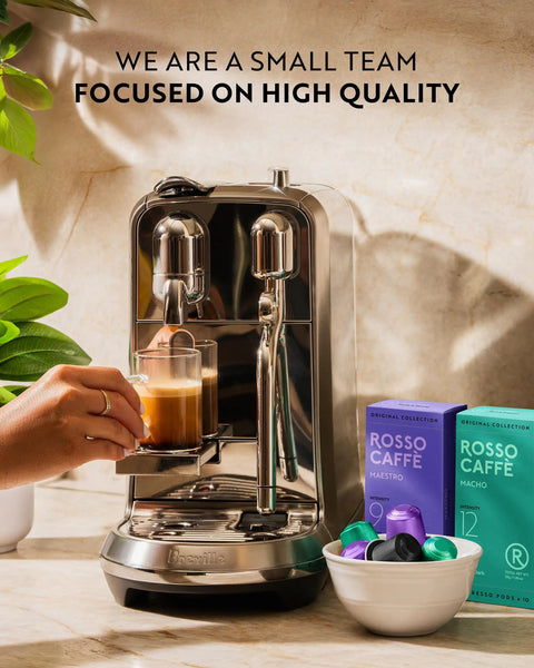 Intense 120 Count Espresso Pods For Nespresso Original Machines Pack Of Bold Dark Roast Blends With Rich Crema And Full Bodied Cafe Flavor Three Premium Flavors Intensities 9 To 12 For Real next to espresso machine and cup