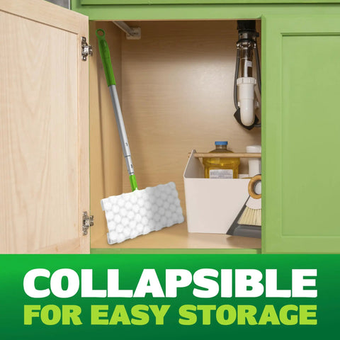 Storage cabinet with Hair Magnet Deluxe Starter Kit with collapsible pole and 9 dry cloths plus 2 bonus wet cloths.