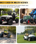 Image showing power wheels, ride-on toys, RC cars, and a golf cart illustrating uses for 20V To 12V DC Step Down Converter Kit.