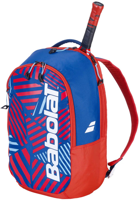 Junior Tennis Backpack With Racquet Protection White Blue Red Colorway Built For Court And Travel, Lightweight Yet Spacious Gear Carrier