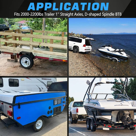 Application of Two Piece 1 Inch Trailer Hub Bearings Kit with L44643 L44610 Bearings on various trailers and watercraft.
