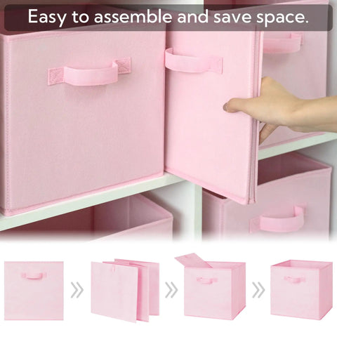Pink Fabric Storage Bins 6 Pack 11 Inch Cube Organizers Closet Shelf Inserts Non Woven Toy Holder Room Decor That Slaps Lowkey Dope And Makes Cleaning Up A Total Breeze For Bedroom Or Nursery