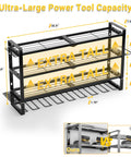 4 Layer Extra Tall Power Tool Organizer Wall Mount 400lbs Capacity Heavy Duty Metal Rack With 8 Cordless Drill Holders