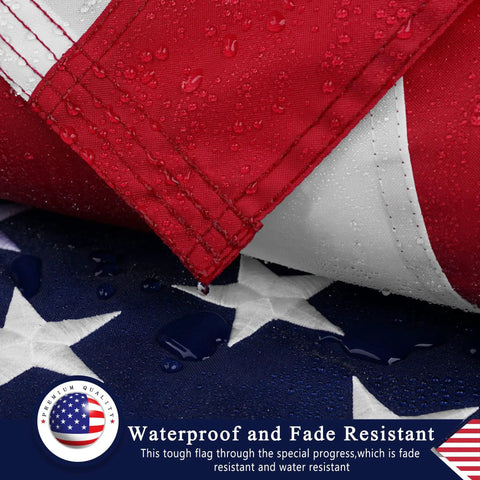 Heavy Duty 3x5 Ft Outdoor US Flag Made From Nylon For High Wind, Fade Resistant And Waterproof With Embroidered Stars close-up