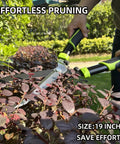 Pro Grade Hedge Clippers For Easy Pruning And Shaping Hedges With Sharp Blades, Non Stick Coating, Alloy Steel shown cutting shrubs