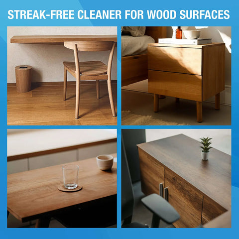Wood Surface Cleaning Wipes For Cabinets, Furniture, And Floors Quick Dirt Grime Removal Shine And Protect Finish Safe On Oak Maple Walnut And More Great For Kitchen And Bath Surfaces 30 Count image showing wood furniture in room.'