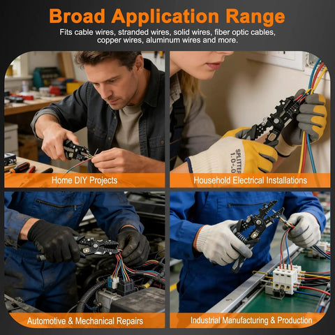 All In One Wire Stripper And Crimping Tool used in various tasks like home DIY, electrical installations, and mechanical repairs