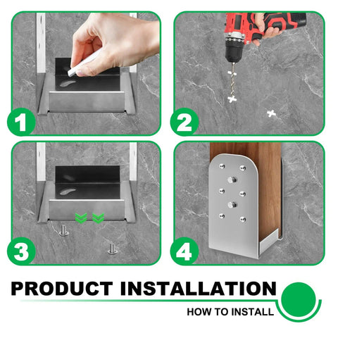 Installation steps for Two Pack 4x4 Post Anchor Base, Adjustable Stainless Steel Post Bracket For Concrete And Wood Decks