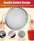 Fine Mesh Paint Strainer 60 Mesh Stainless Steel Filter for 5 Gallon Bucket with double handle design