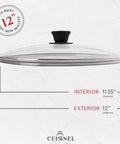 12 Inch Cast Iron Skillet With Glass Lid And Silicone Handle For Easy Grabbing Preseasoned And Oven Safe lid dimensions