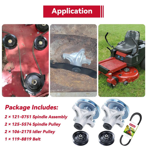2 Pack Spindle Assembly With Pulley Set And Belt Replacement For Toro Timecutter 42 Inch Deck with mower and parts