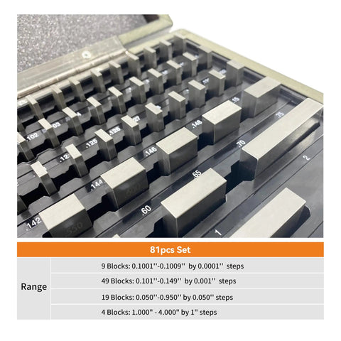 Gauge Block Set For Precision Calibration 81 Piece Economy Grade Gage Blocks Rectangular Blocks With Tight Tolerances Durable Pro Grade Workshop Ready Measuring Standards For Machinists Toolmakers And Shops, steel blocks in case