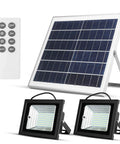 Remote Control Solar Flood Lights Outdoor Led Flood Lights With 800LM Output Dual 112LED Array 6500K White Light IP65 Waterproof