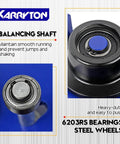Close-up of 6203RS bearings and steel wheels for 1 Ton I Beam Trolley For Electric Hoist Adjustable Manual Trolley Fits 2.5 To 5 Inch Beam Flange
