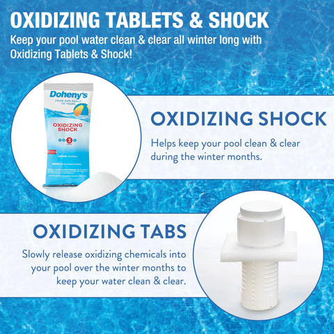 Pro Winterizing Pool Closing Kit For Above Ground And Inground Pools Up To 15000 Gallons Bundle with Oxidizing Tablets and Shock.
