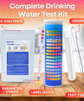 All In One Water Test Kit With 125 Strips For Home Tap And Well Water Quality Check Detects Hardness Lead Iron pH Copper Fluoride Chlorine And More With Fast Easy Accurate Results. 125-strip kit with dropper, test tubes, and color chart