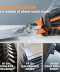Pro-Grade 6 Inch Sheet Metal Hand Seamer with Ergonomic Grip bending a metal sheet, ideal for steel, aluminum, galvanized sheets