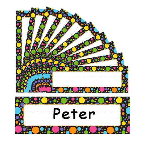 Watercolor Dots Desk Name Plates Set With 36 Confetti Style Name Tags For Desks Kid Friendly Classroom Decor For Kindergarten And Preschool Back To School Must Haves For Teachers