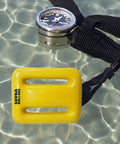 Vinyl Coated Diving Weights Pro Grade 2.3 Lb for precise buoyancy in freediving and scuba, yellow weight with 2-inch webbing.