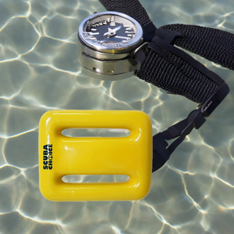 Vinyl Coated Diving Weights Pro Grade 2.3 Lb for precise buoyancy in freediving and scuba, yellow weight with 2-inch webbing.