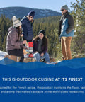 Group enjoying Creme Brulee Freeze Dried Backpacking Meal For Camping And Hiking Emergency Food With 12g Protein Vegetarian And Gluten Free