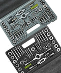80-Piece Tap And Die Set With Metric And SAE Taps And Dies Heavy Duty Bearing Steel Threading Kit in sturdy storage case