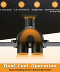 Two Point Five Inch Shop Vac Y Connector Separator With Dual Blast Gates Hose Splitter For Dust Collection Fits Craftsman Ridgid And Most Wet Dry Vacuums Durable Construction For Heavy Duty Dust Collection At The Job Site And Easy Hook Up In Any Shop shown in a front view.
