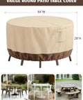 Heavy Duty 600D Oxford Waterproof Outdoor Patio Furniture Cover With Padded Handles For Tables And Chairs on round table