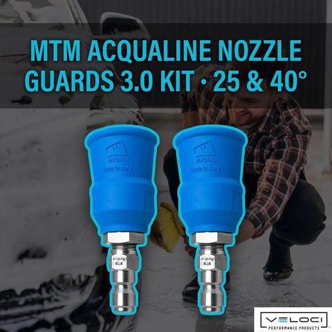 AcquaLine Pressure Washer Nozzle Guards With Protector Holder And One Quarter Inch Quick Coupler, Commercial Grade Kit With 25 And 40 Degree Spray Tips, Heavy Duty Shield To Protect Vehicle Paint And Delicate Surfaces