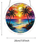 Cool Sunlight Acrylic Catcher Puzzle Kit With 83 Pieces For Doors Windows And Garden Decor - 7.87 Inch round beach scene.