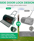 Comparison of 24 Inch Compost Spreader For Garden And Lawn with side door lock design and easy cleaning feature, against competitor