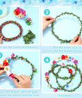Instructions for DIY Flower Crown Making Kit With 168 Pieces For Creating Floral Wreath Headbands And Bracelets Craft Set