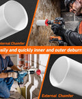 2 In 1 Inner Outer PVC Deburring Tool Chamfer Reamer For PVC CPVC ABS PP PE Pipe, Quick Bevels On OD 0.75 To 4.6 Inches