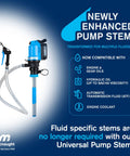 Heavy Duty Battery Powered Oil Transfer Pump Kit For Five Gallon Buckets With Ultra Fast Hose And Trigger Nozzle To Shift Motor Oil ATF Or Coolants With Zero Sweat, featuring a pump stem and hoses.