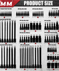 Assorted sizes of bits from Beefy 107 Piece Socket Set With 1/4, 3/8 And 1/2 Inch Drives, detailed view.