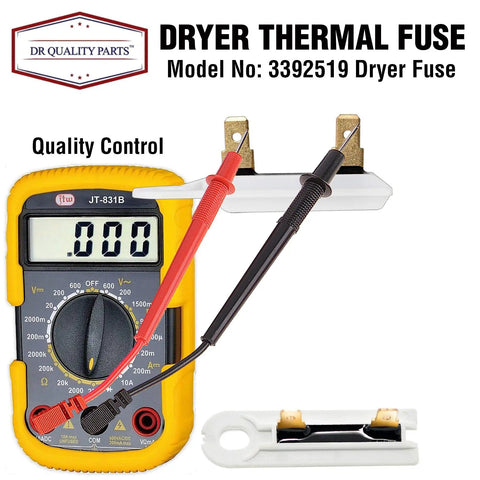 Dryer Thermal Fuse Replacement For Whirlpool Maytag Kenmore Compatible Exact Fit 3392519 and multimeter for testing