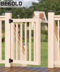 Heavy Duty Gate Hinges Black Iron T Strap Hinges for Barn Doors and Fences 2 Pack installed on wooden gate