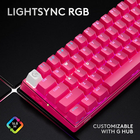 Compact Sixty Percent Wireless Gaming Keyboard Featuring Tactile Optical Switches And Sleek Magenta Build showcasing vibrant pink keys and customizable RGB lighting.