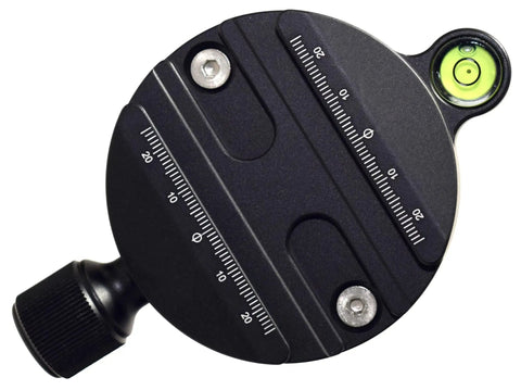 Upgrade Your Video Bowl Tripod With This Heavy Duty 75mm Half Ball Leveling Adapter featuring clear bubble level and adjustment markings.